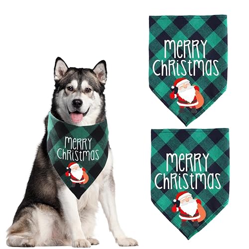 2 Piezas Baberos para Mascotas Navideñas, Bufanda de Mascota de Algodón, Ajustable para Perro Pañuelo