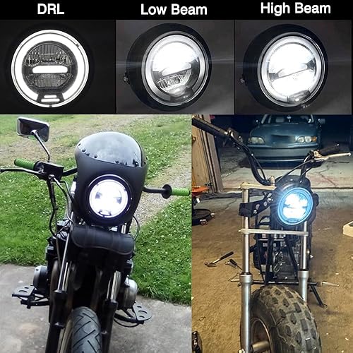 Miniatura 8 de kucehiup Faro LED redondo de 6.5 pulgadas para motocicleta con montaje de soportes (luz amarilla)