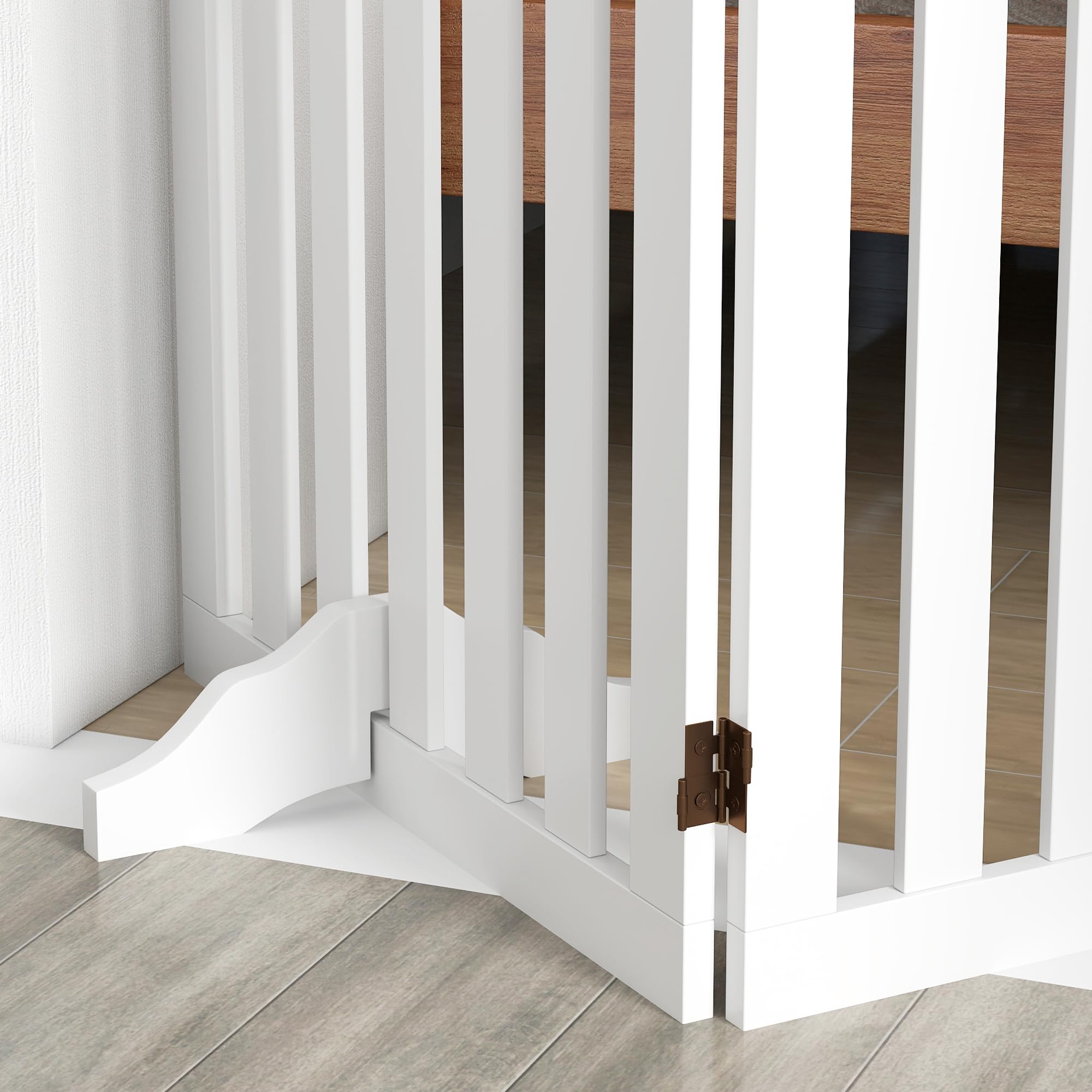 PawHut Barrière de sécurité Chien, barrière Pliable pour Chien, avec Pieds de Support, Pointes antidérapantes, 3 Panneaux, 155 x 30 x 61 cm, Blanc