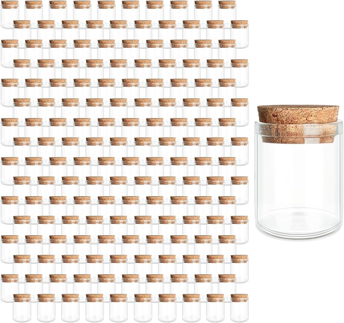 160-Pack 0.17 (5 ml) Glass Bottles & Test Tubes with Cork Stoppers – for Spell Jars, Spice Storage, DIY Favors, Travel Memories, Plant Propagation – Empty Recyclable Containers for Crafts, Kitchen