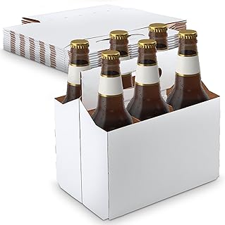 MT Products White Cardboard 6 Pack Bottle Carrier 12 oz. - Beer Bottle Holder (Pack of 10) - Made in USA