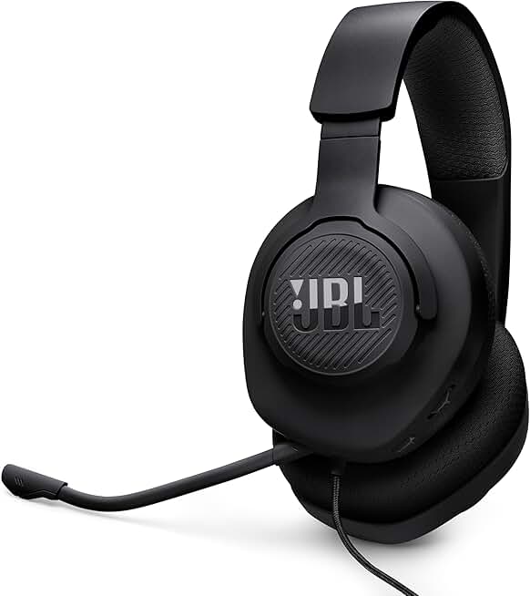 JBL Quantum 100M2 - Wired Over-Ear Gaming Headset with omnidirectional, Detachable mic with Mute Option and Fabric-Covered Memory Foam Ear Cushions, Compatible with All Platforms (Black)
