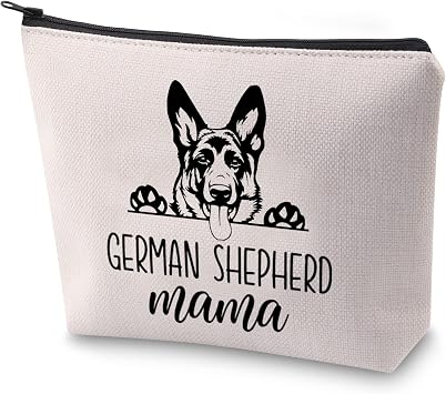 ZJXHPO German Shepherd Dog Owner Gift Funny Shepherd Mama Cosmetic Bag Zipper Accessory Pouch Shepherd Mama
