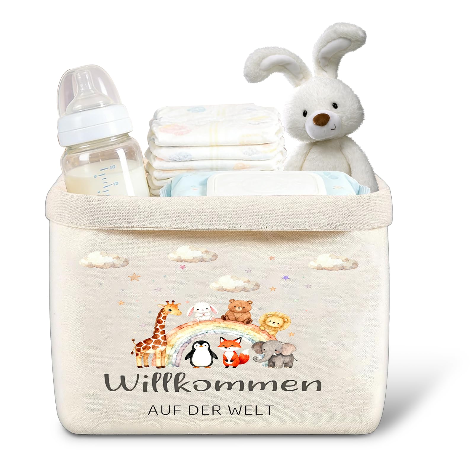 Wickeltisch Organizer Korb, Babygeschenke Windeltasche, Baby Geschenke zur Geburt Junge und Mädchen, Neugeborenen Geschenk Aufbewahrungskorb, Babyparty Geschenk Taufgeschenk Windeltorten