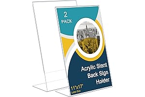 Sanwuta 2 Pack Premium Acrylic Sign Holder for 11x17 Prints, Documents, Display Presentations, Desktops, Menus