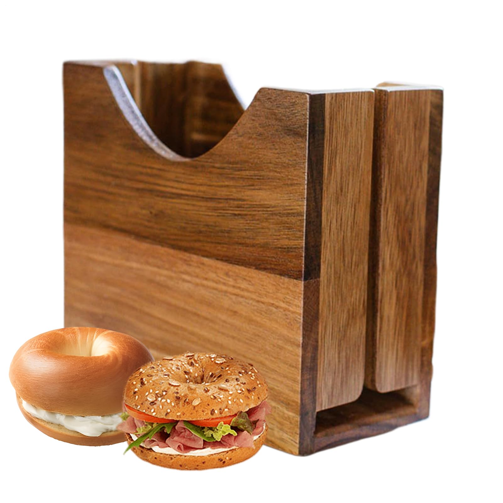 Ustensile de Cuisine Découpe-Bagel en Bois avec encoche sécurisée