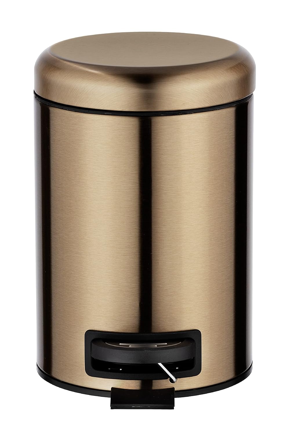 WENKO Small Trash Can with Lid, Garbage Bin for Bathroom with Removable Inner Bucket, Stainless Steel, Metallic Copper, 0.79 Gal, 17 x 25 x 22,5 cm