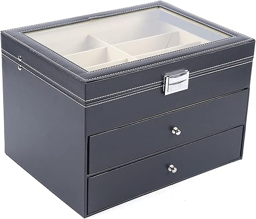 Miniatura 4 de Eapmic Caja de reloj de almacenamiento de gafas de sol de 3 capas con 24 ranuras, accesorios para gafas, estuche organizador