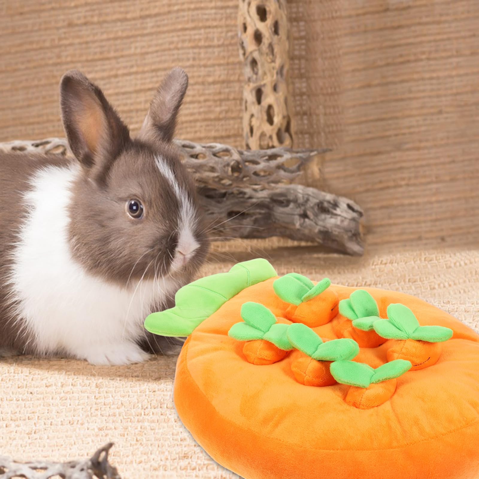 NUOBESTY Kaninchen Beschäftigungsspielzeug Karottenform Interaktives Suchspiel für Hamster Meerschweinchen Fördert Instinkt und Geruchssinn Kuscheltierspielzeug und Käfigdekoration