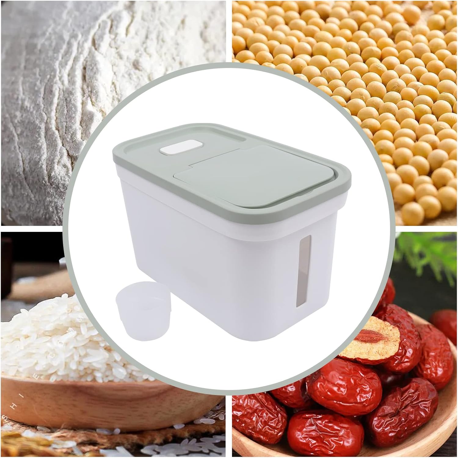 22lbs Airtight Rice Container, Plastic Large Storage Container for Food, Flour Storage Bin, Commercial Rice Storage Container Bulk for Homes, Restaurants