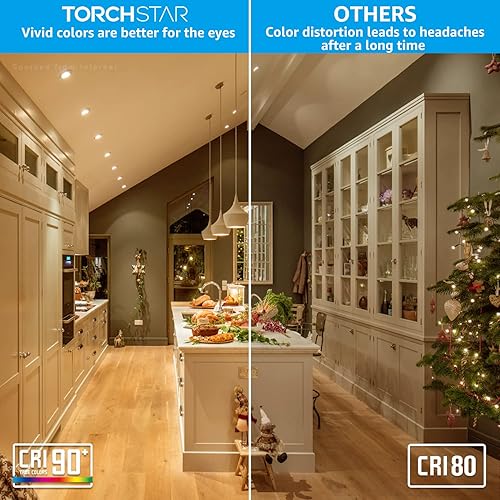 Miniatura 2 de TORCHSTAR Paquete de 12 luces empotrables de cardán de 3 pulgadas, paquete de 12 luces LED redondas regulables de 7 W y 3 pulgadas con caja de