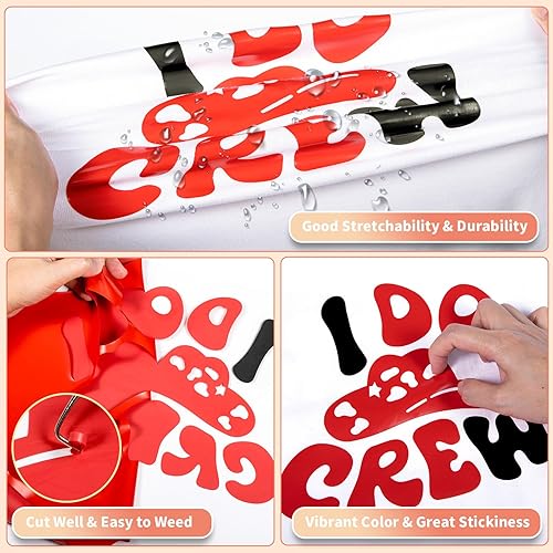 Miniatura 3 de Vinilo de transferencia de calor HTV de 3 rollos de 12 pulgadas x 20 pies, vinilo para planchar para camisetas, ropa, tela de almohada, vinilo de