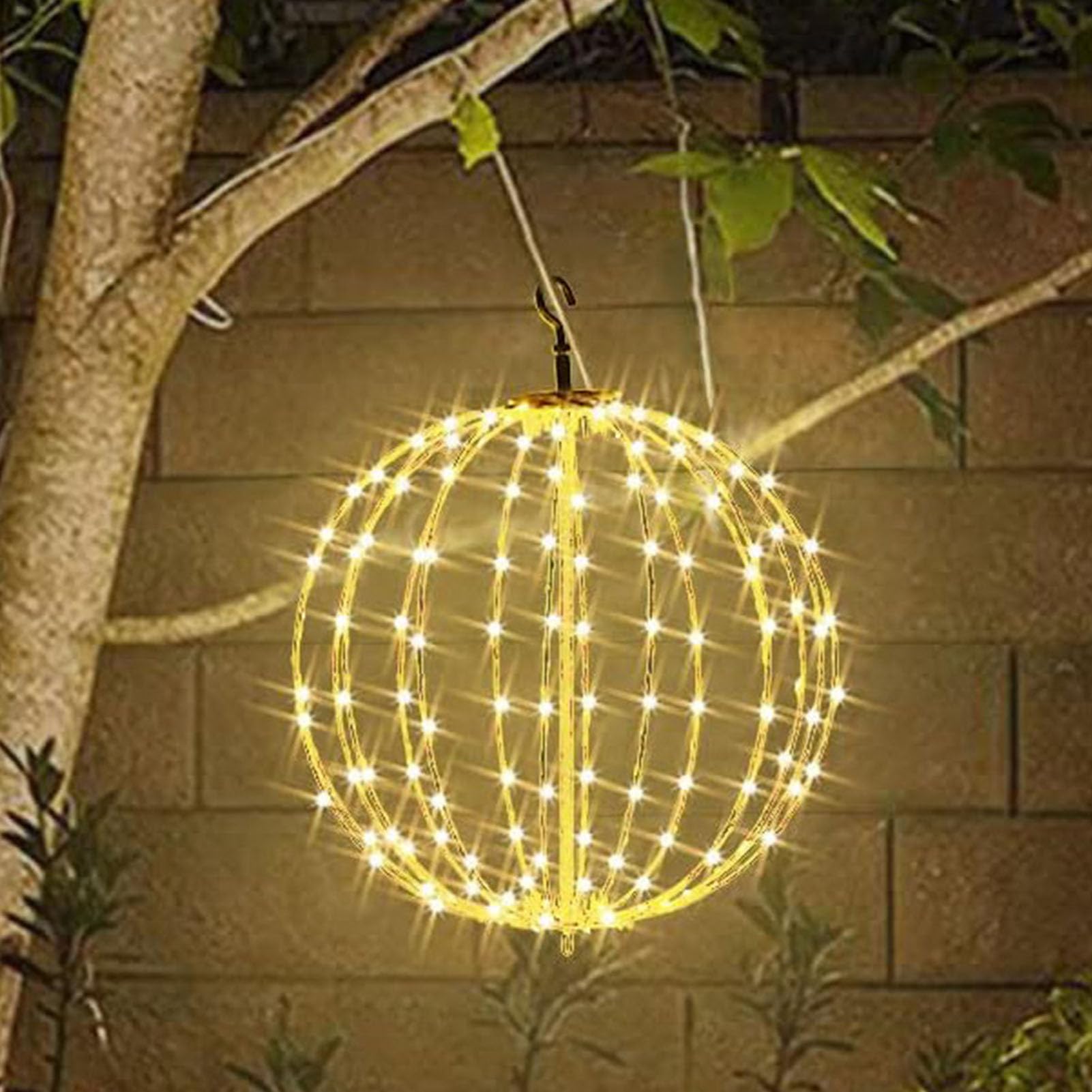 Bola de luces plegable de Navidad, 40 x 40 cm, bolas de Navidad al aire libre, iluminación colgante de ambiente festivo, decoración para porche, patio, boda, árboles, jardín