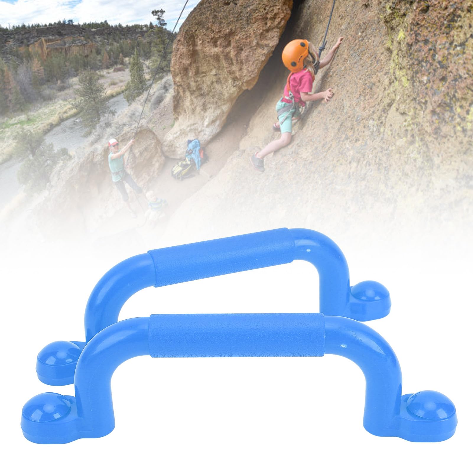 1 paio di maniglie per parco giochi professionali, versatili, antiscivolo, robuste e di grandi dimensioni, per strutture di arrampicata e casette da gioco. (Blu)