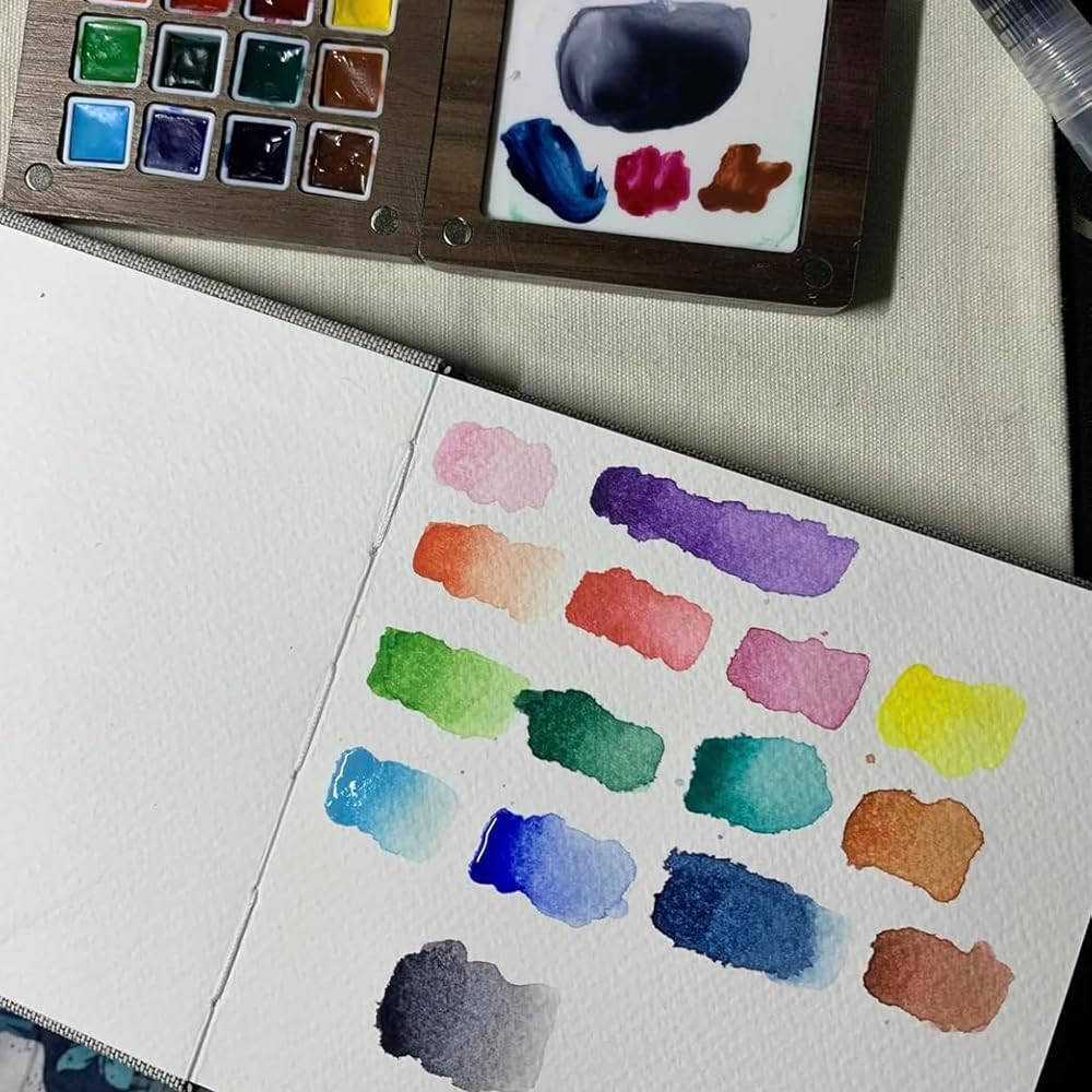 Mini Watercolor Paint Set,Portable mini Travel Watercolor kit, Pocket Watercolor Set with Paint,Art Supplies, for Artists, Amateur Hobbyists and Painting Lovers