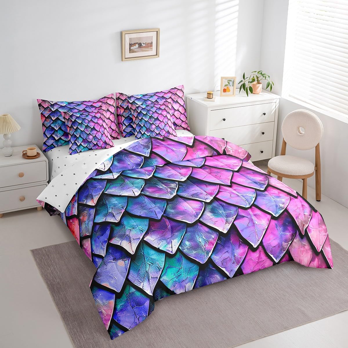 Feelyou Dragon Scale Bedding Set 7 Piece Wild Animal Skin Queen Comforter image 2