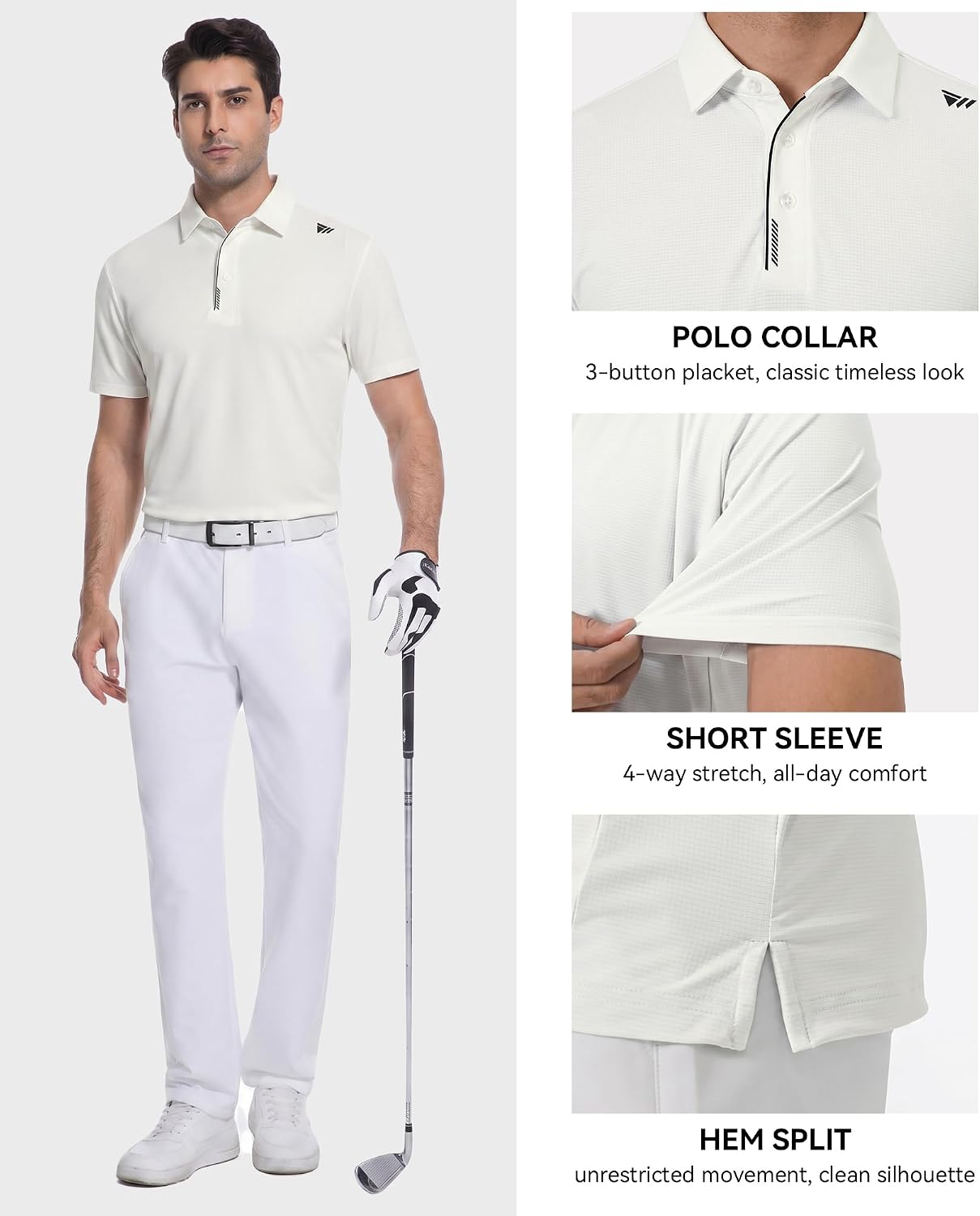 WARHORSEE Golf Shirts for Men Short Sleeve Breeze Dry Fit Performance Moisture Wicking Golf Polo Shirt for Men