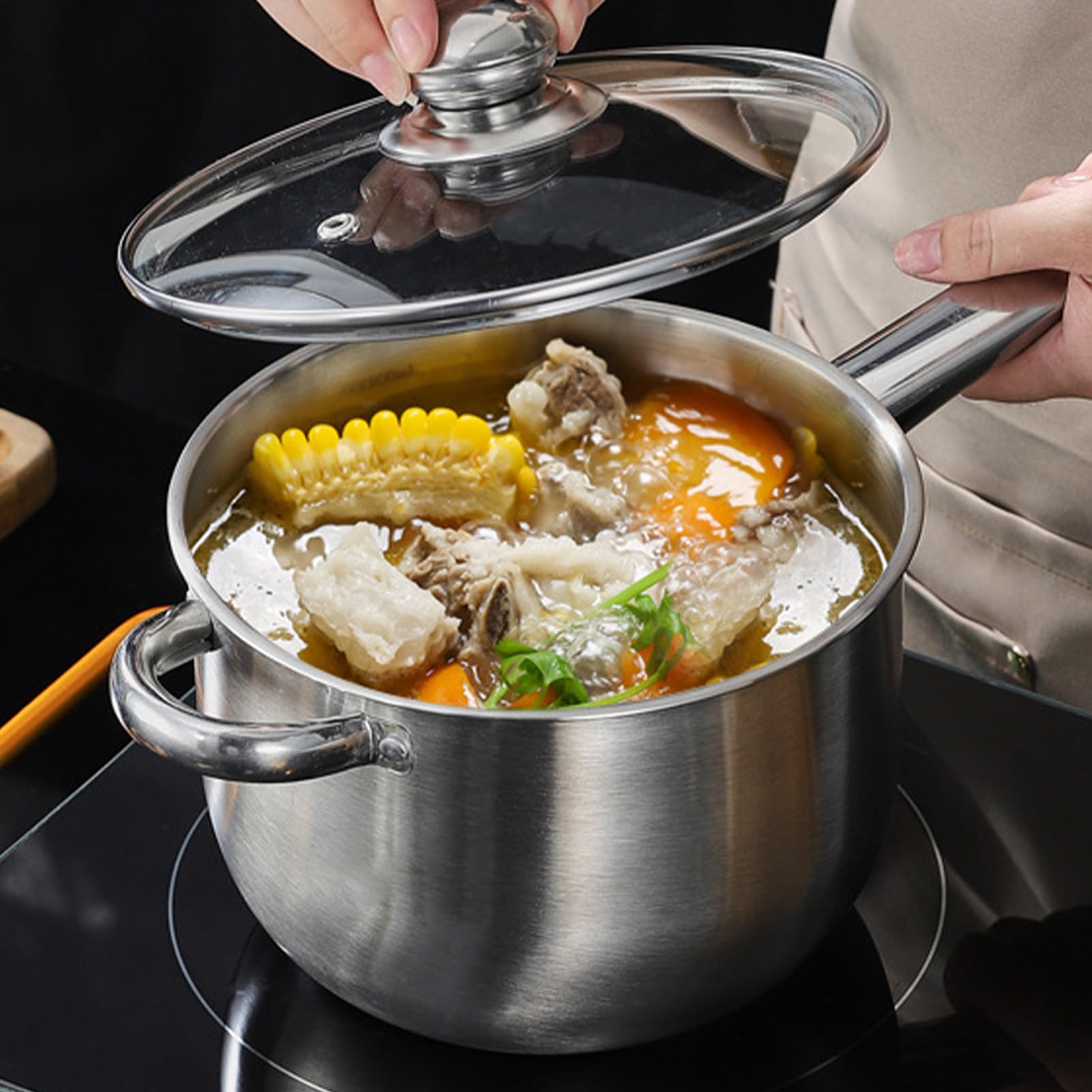 Freidora Eléctrica de Acero Inoxidable Olla de Acero Inoxidable | Freidora con Cesta Para Cocina Hogar, Cámping, Picnics, , Cocinar Pescado y Pollo