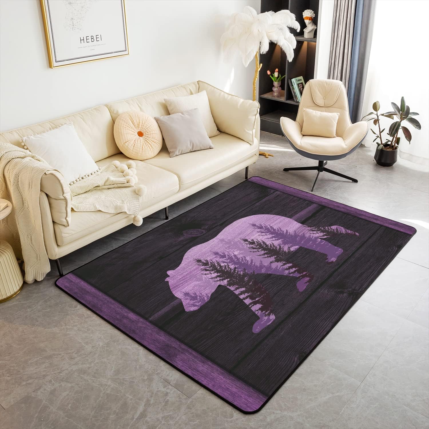 Area Rug Wild Animal Bear 3D Rugs Non-Slip Mat Throw Rug Yoga For Living Room Playroom Classroom Nursery Decor Outdoor Floor Carpets 200 X 300 Cm, Soft Stain Resistant Easy Clean -3I6H1B8D0M — image 1