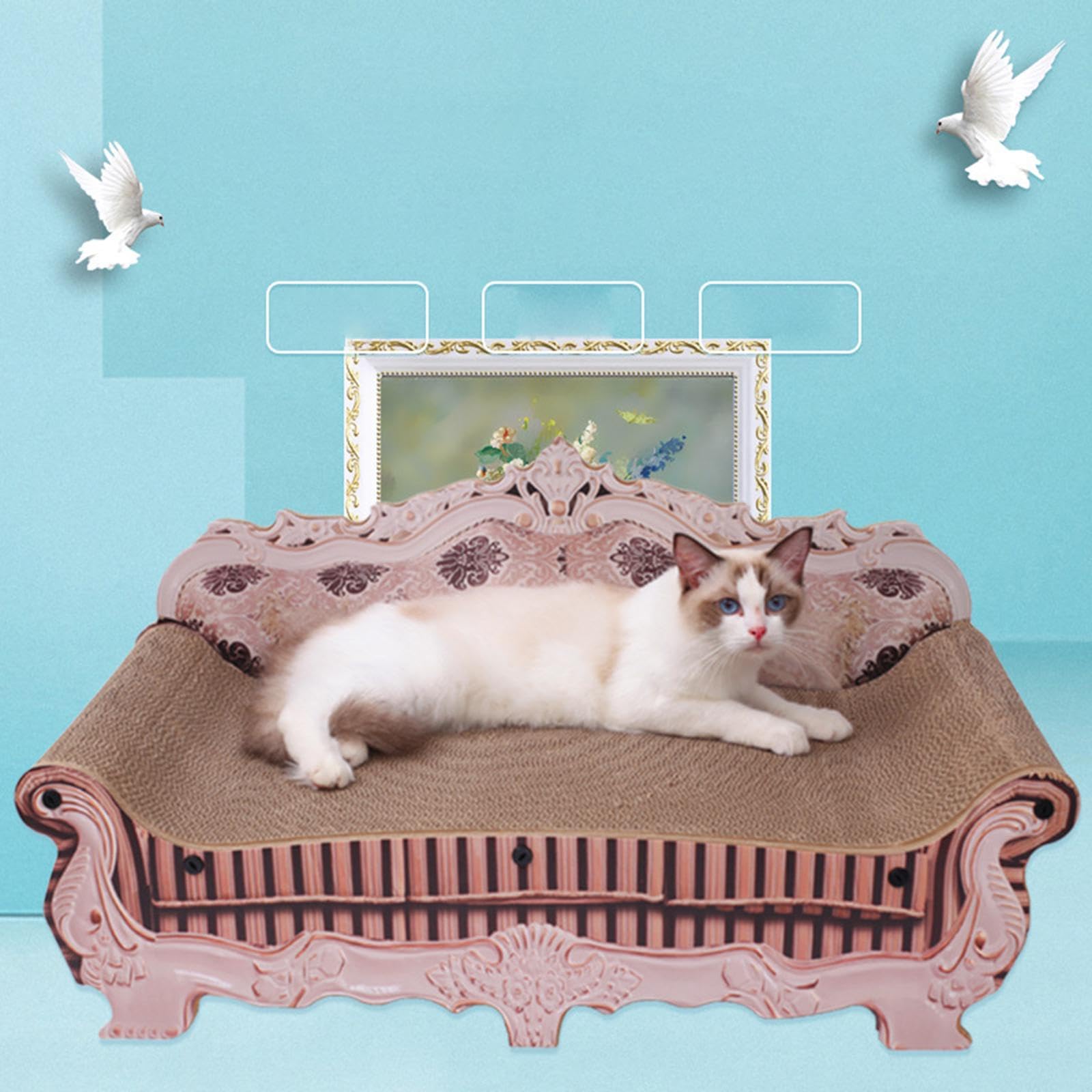 Generic Divano/letto Tiragraffi in Cartone Ondulato per Gatti, Dimensioni 20x9,5x9,5 Pollici.