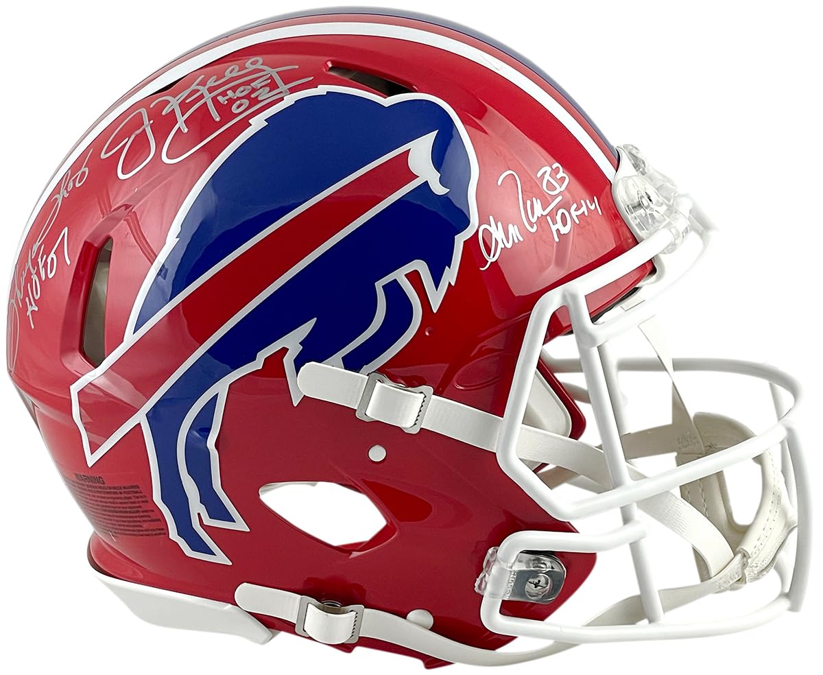 Jim Kelly, Thurman Thomas & Andre Reed Signed Autographed Buffalo Bills Authentic Full Size Helmet Inscribed HOF TRISTAR : Collectibles & Fine Art