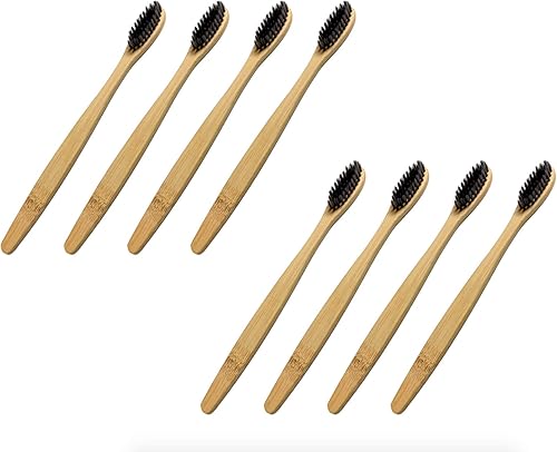 Cepillo de dientes de bambú biodegradable, sin BPA, orgánico, ecológico, cerdas prensadas (sin pegamento), apoya la salud y el medio ambiente (8 x