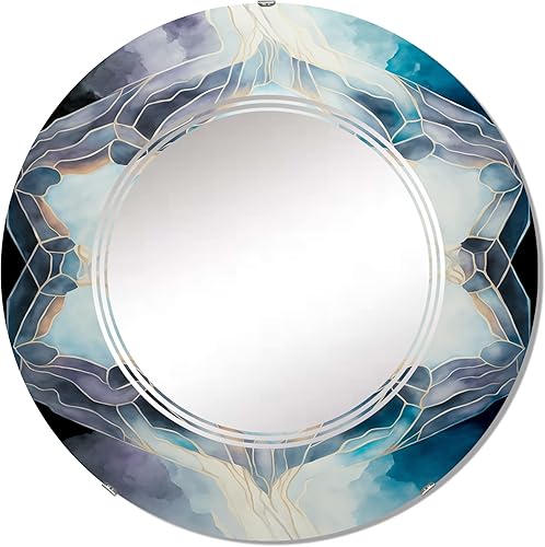 Miniatura 10 de DesignQ Fundamental Patterns Sacred Geometry VIII- Vanity Mirror, Bathroom Mirrors, Wall Mirrors for Living Room, Bedroom - Round Mirror - Large