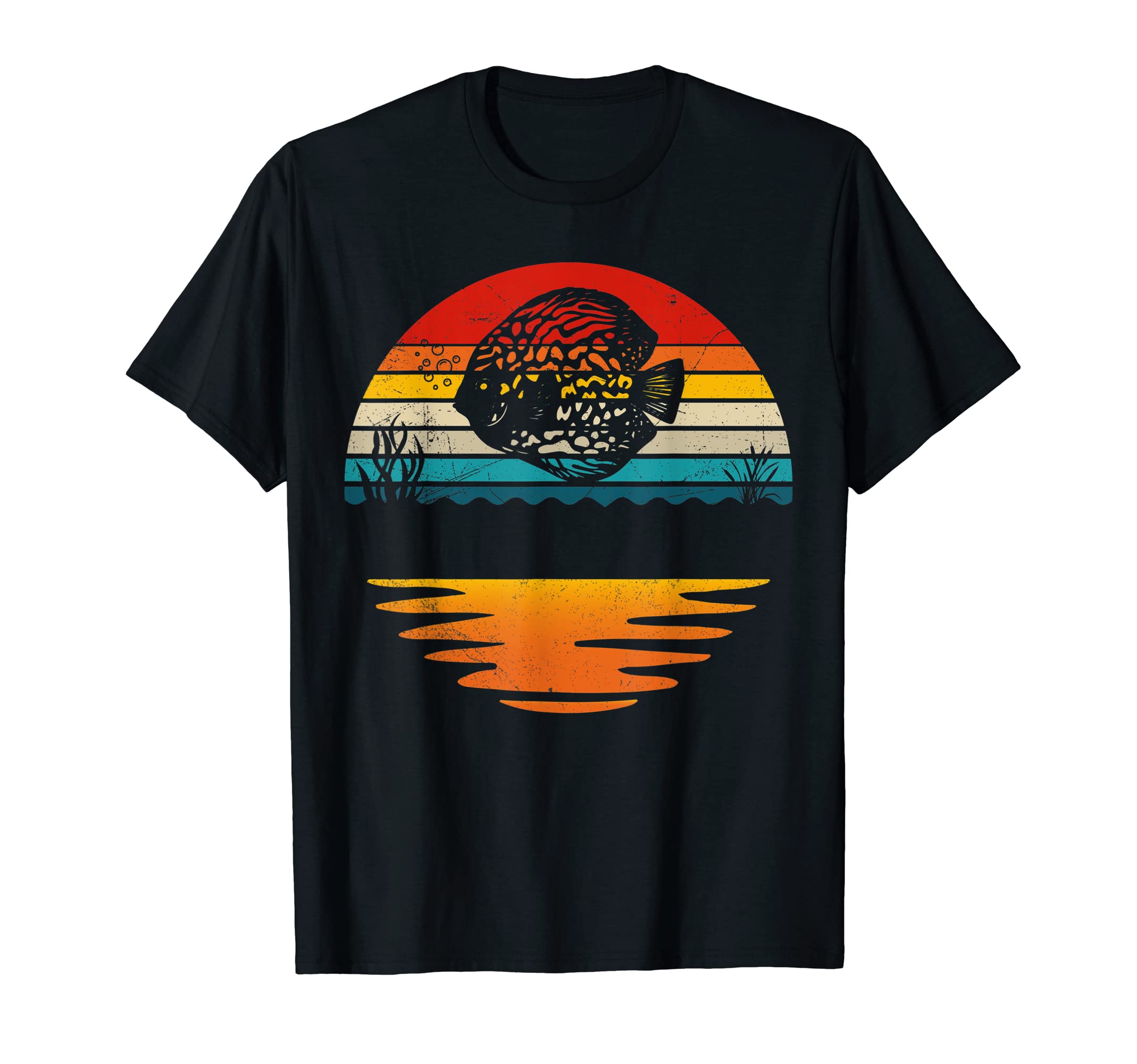 Discus Vintage Retro Distressed Sunset Aquarium Discus Fish T-Shirt