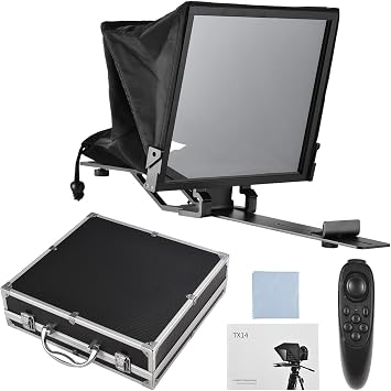 Teleprompter, Teleprompter For Laptop For Camera with Remote Control Cleaning Cloth Foldable 14in Smartphone Control For Online Teaching Live Streaming