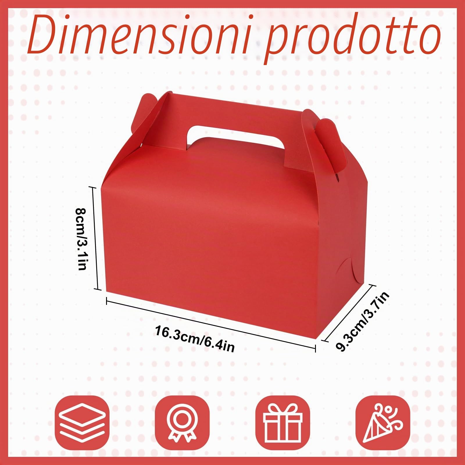 GXFCING Confezione da 30 Scatole Regalo Rosse con Coperchio, 16,3 x 9,3 x 8 cm, Scatola Cartone Regalo per Feste di Compleanno per Bambini, Matrimoni, Baby Shower, Natale