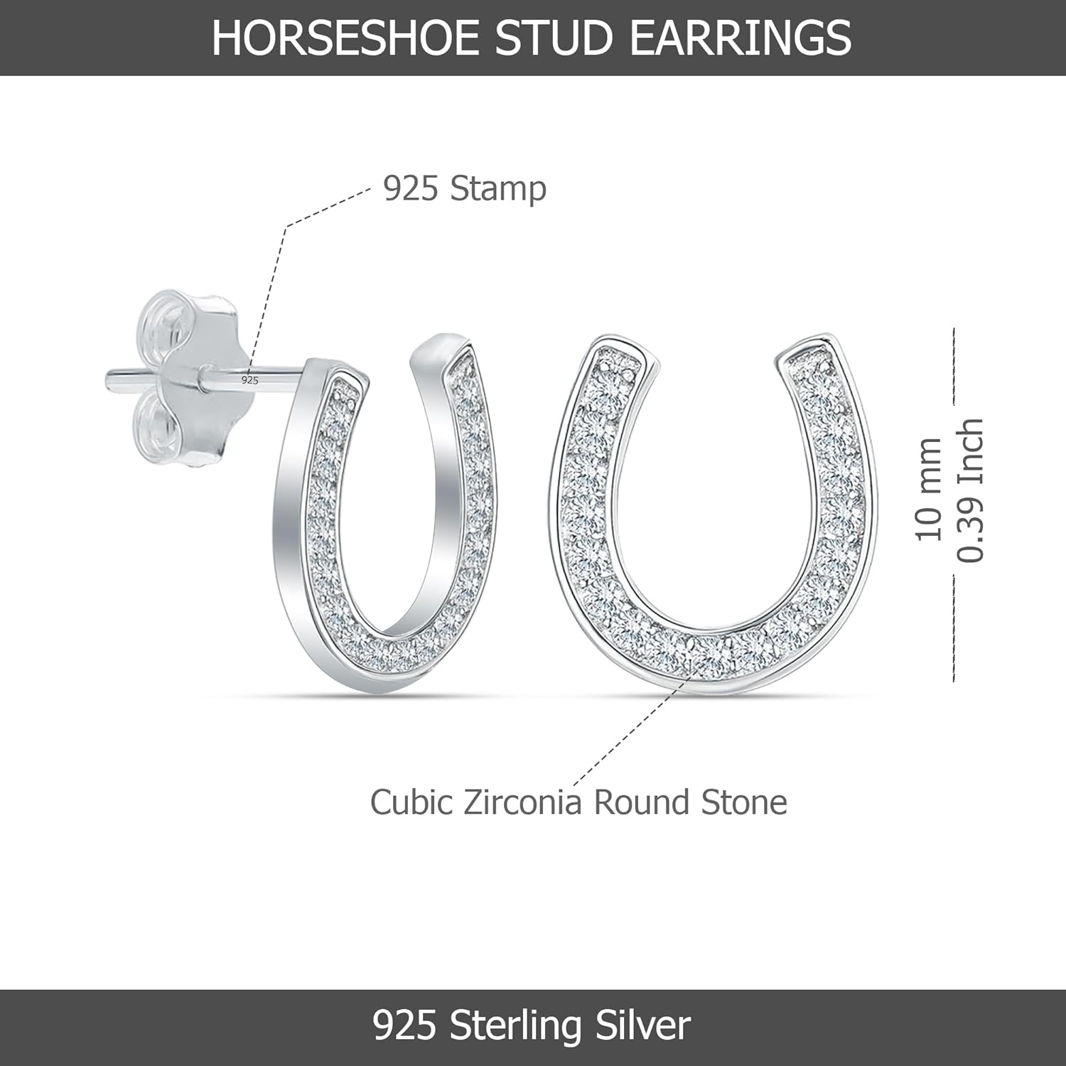 LeCalla 925 Sterling Silver Small Lightweight Zirconia Stud Earrings