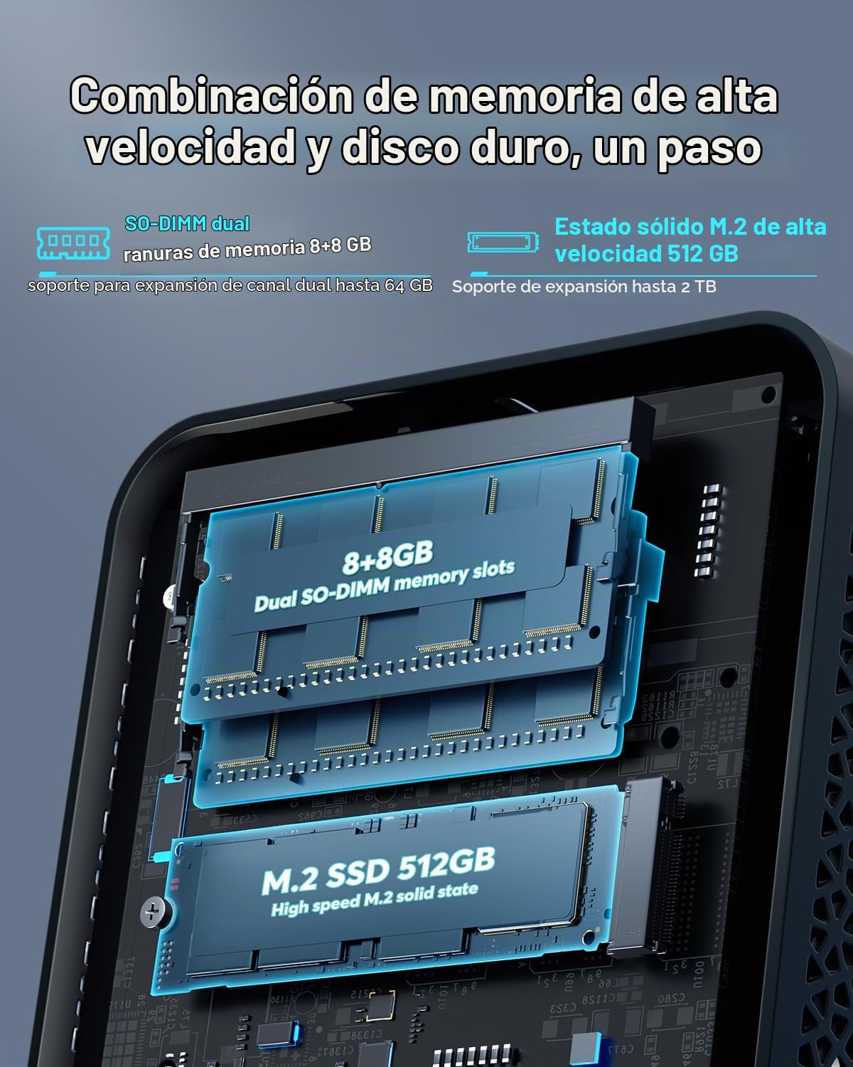 NiPoGi AM02PRO Mini PC, AMD Ryzen 7 5700U(hasta 4.3GHz, 8C/16T), 16GB RAM 512GB NVMe SSD Mini Ordenador de Sobremesa para Oficina,Cine en casa,Empresas【DP+HDMI/WiFi 6/Bluetooth 5.2/USB-C】