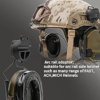 Vista 5 de Auriculares tácticos con adaptador de riel ARC, protección auditiva con almohadillas de gel para los oídos para deportes de Airsoft