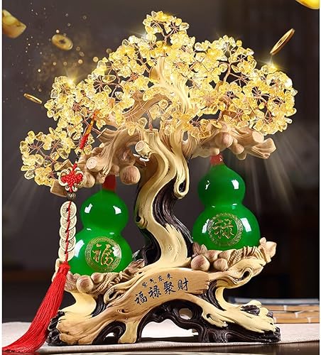 Miniatura 6 de Árbol de Feng Shui de citrino, árbol de la suerte, decoración de calabaza, manualidades, estatua de Feng Shui, árbol de cristal para el hogar, sala