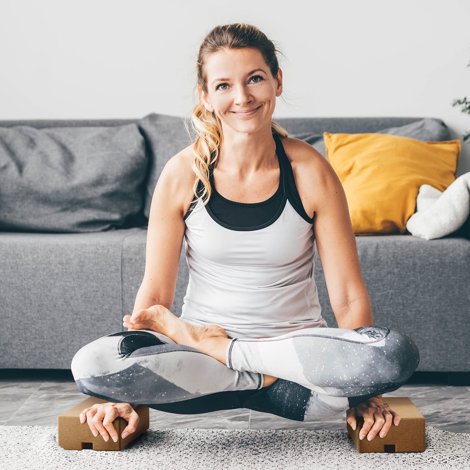 Kintex Bloc de yoga en liège | Fonction 2 en 1 | Pilates | Gymnastique | Fitness | Entraînement | Liège naturel | Léger et robuste