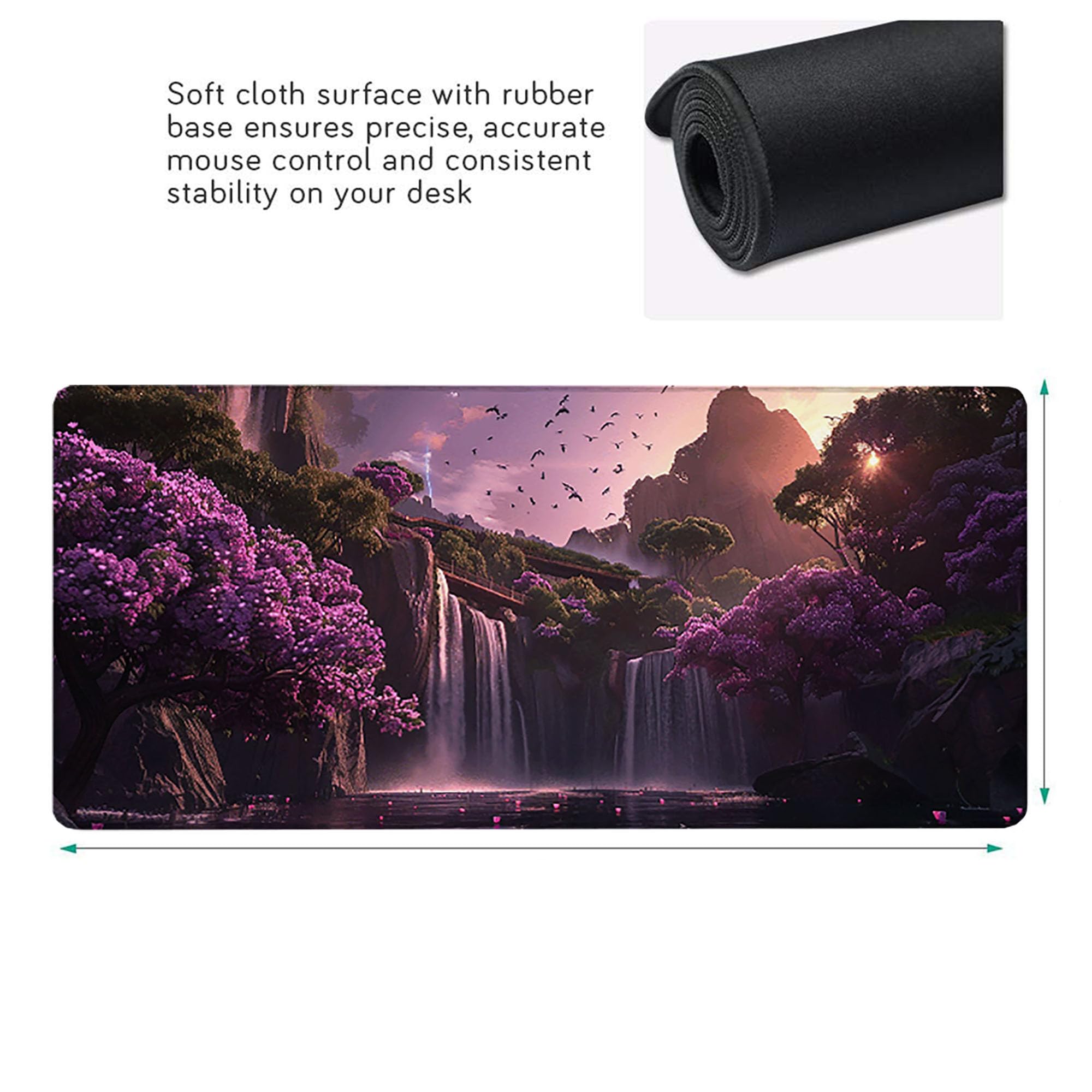 Tappetino Mouse XXL 1200x600 Tappetino Mouse Gaming Oversize, Copritavolo di Grandi Tappetino Scrivania, pour Enorme da Tavolo e Scrivania, Lavabile Mouse Pad Sottomano Scrivania, (Viola, Autunno) E-D