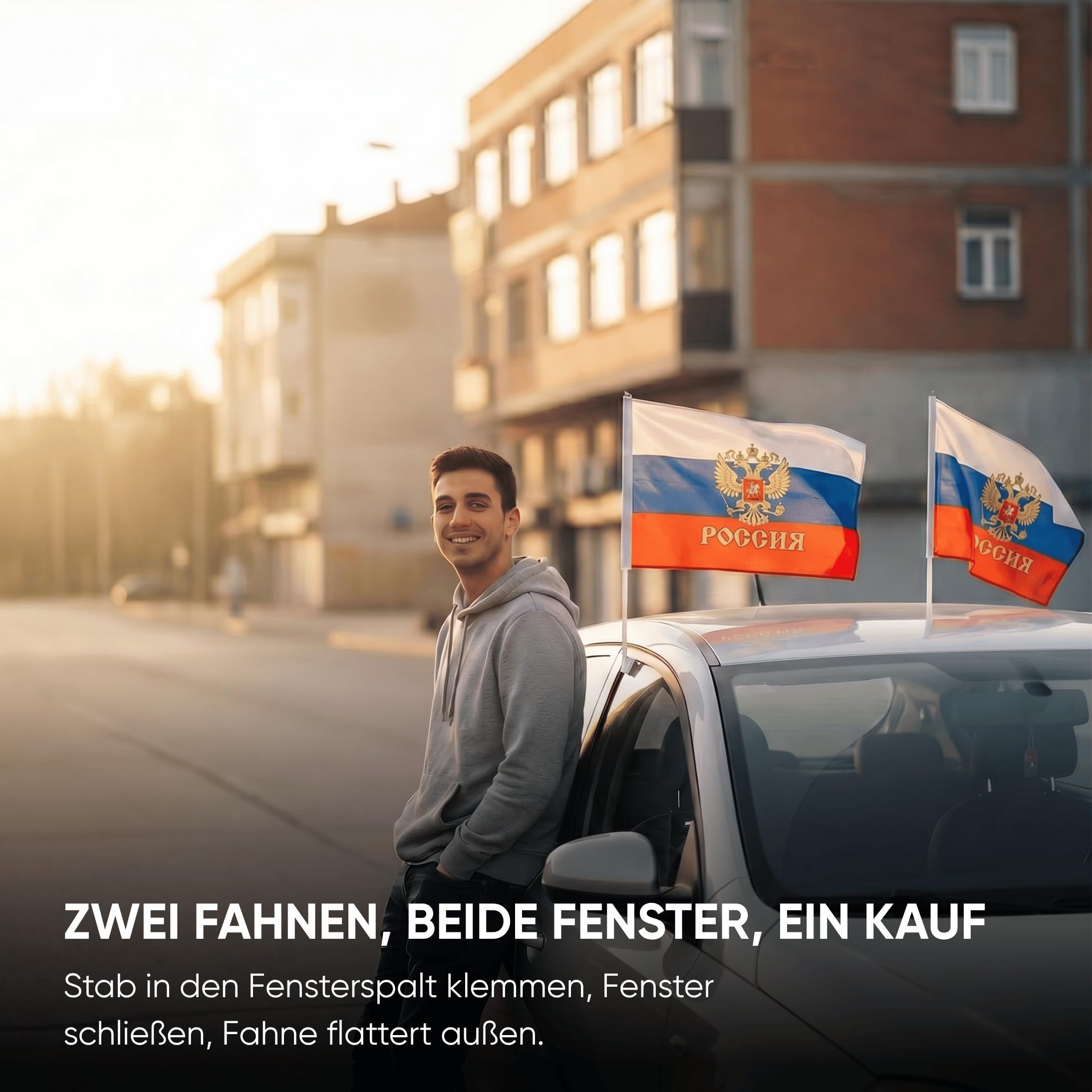 Sonia Originelli Fanset Fanartikel für das Auto Motorhaubenfahne Fensterfahnen Spiegelüberzieher Magentflaggen Farbe: Russland