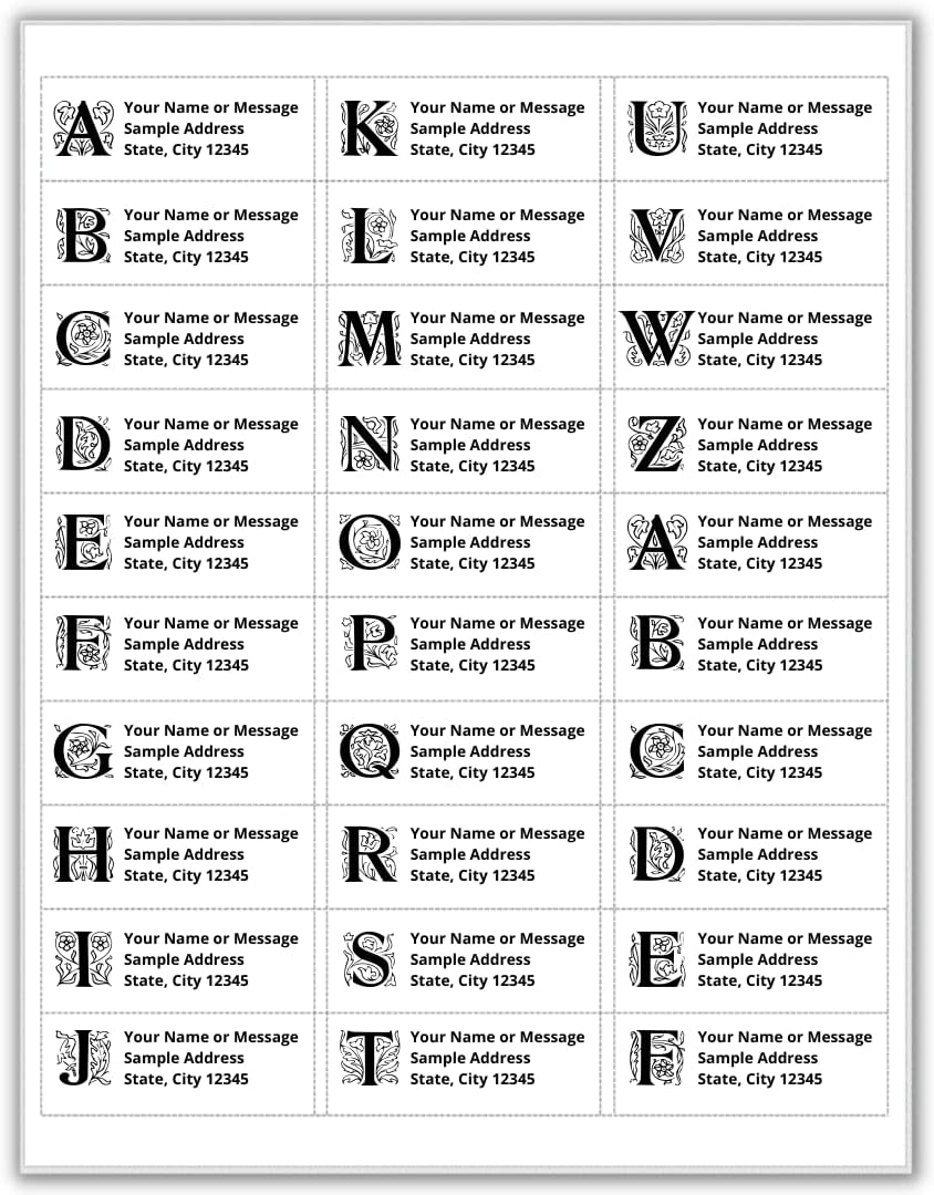 Personalized Return Address Labels with Initial Monogram - Custom Adhesive Return Address Label Stickers Peel and Stick (240 Address Labels, White Personalized Return Address Labels)