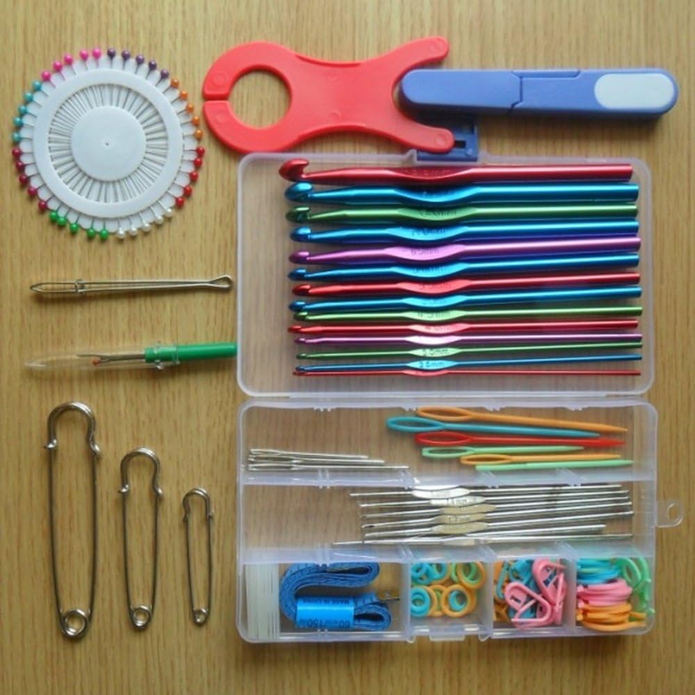 Crochet Hook Knitting Needle Set Crafts Cross Stitch Needlework Silver Crochet Metallic Crochet Weaving Tools Sewing Needles