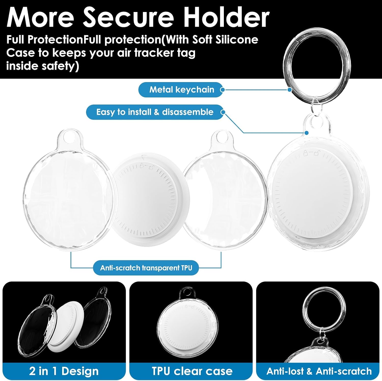 4 Packs Tracker Tags Smart Bluetooth Tracker Both iOS and Android Android GPS Tracker Tag with 4 Waterproof Keyrings Tag Locator Smart Tag for Keys,Suitcase,Wallet and More.