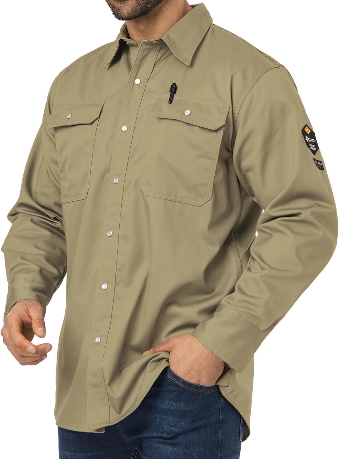 JKSafety 7oz FR Shirts for Men Women ARC 2 Fire Resistant Welding Shirts FRC Long Sleeve Safety Workwear