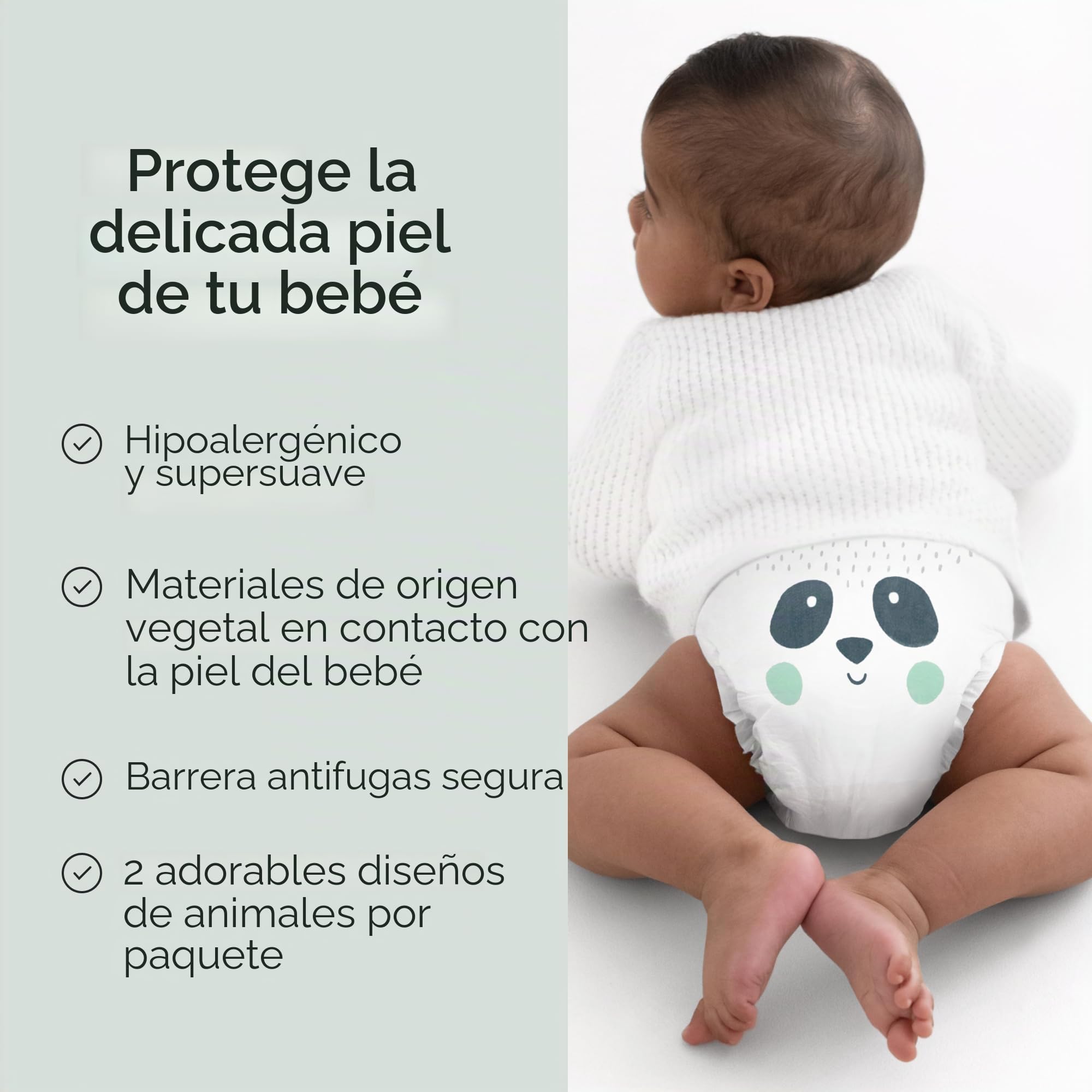 Kit & Kin Pañales Talla 2 (4-8 kg) 152 Unidades, Hipoalergénicos, de Origen Vegetal, Protección Antifugas Superior, Veganos y Cruelty-Free
