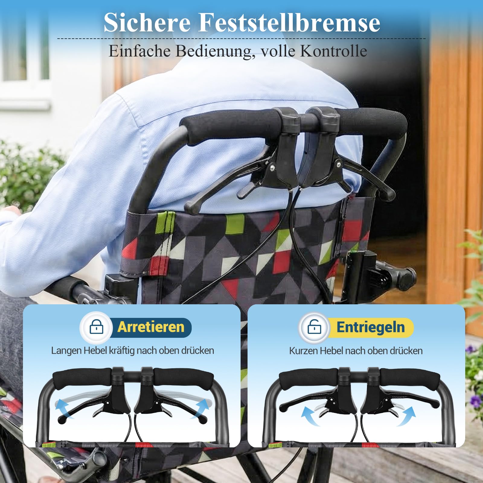 Wózek inwalidzki, składany, lekki (7,5 kg), przenośne krzesło transportowe, z pasem bezpieczeństwa, nośność 100 kg, idealny dla lżejszych lub mniejszych użytkowników, siedzisko 39 cm