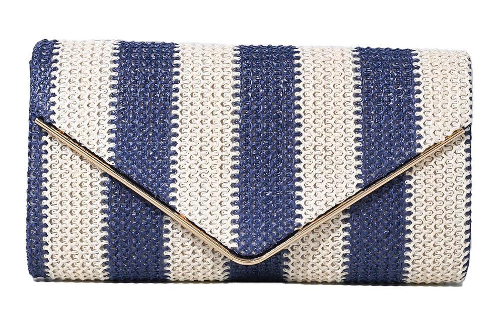 Stylish Striped Straw Evening Bag for Women Woven Purse Straw Beach Clutch Purse for Summer Crossbody Handbag 2025
