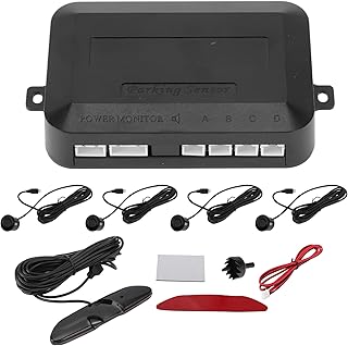 Motoforti Car Vehicle Reverse Backup Radar System Reverse Parking Sensors Distance Detection Black 4 Parking Sensors Alarm Buzzer Reminder