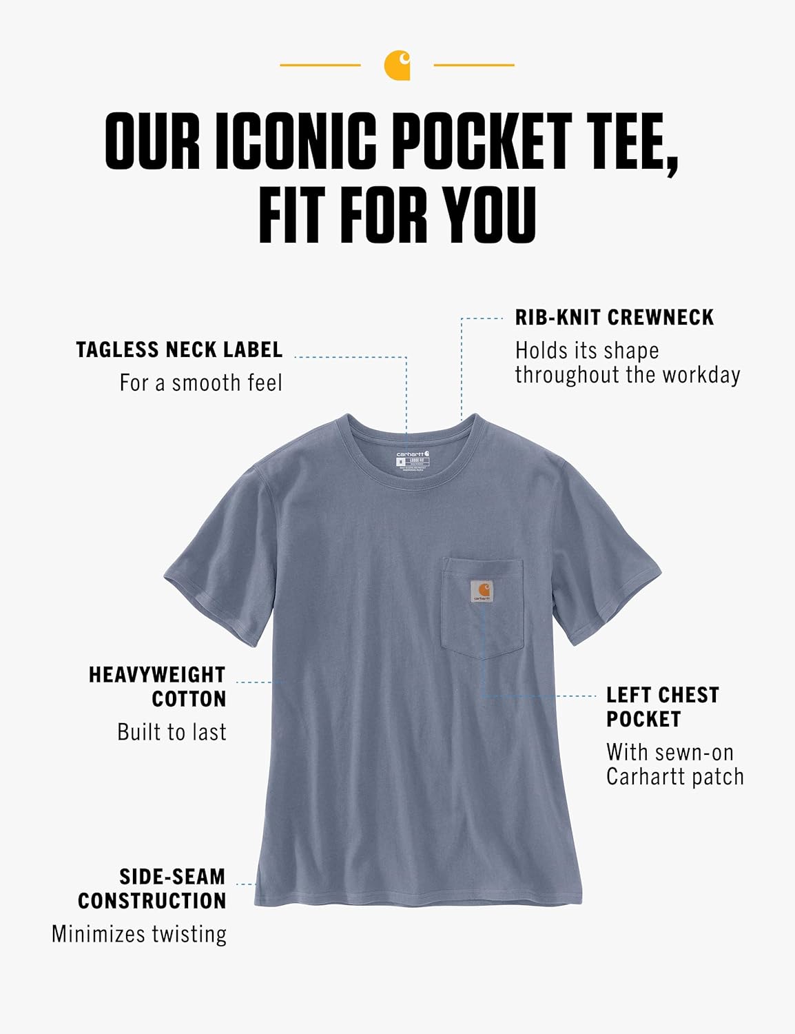 Carhartt Women's Loose Fit Heavyweight Short-Sleeve Pocket T-Shirt - Image 3