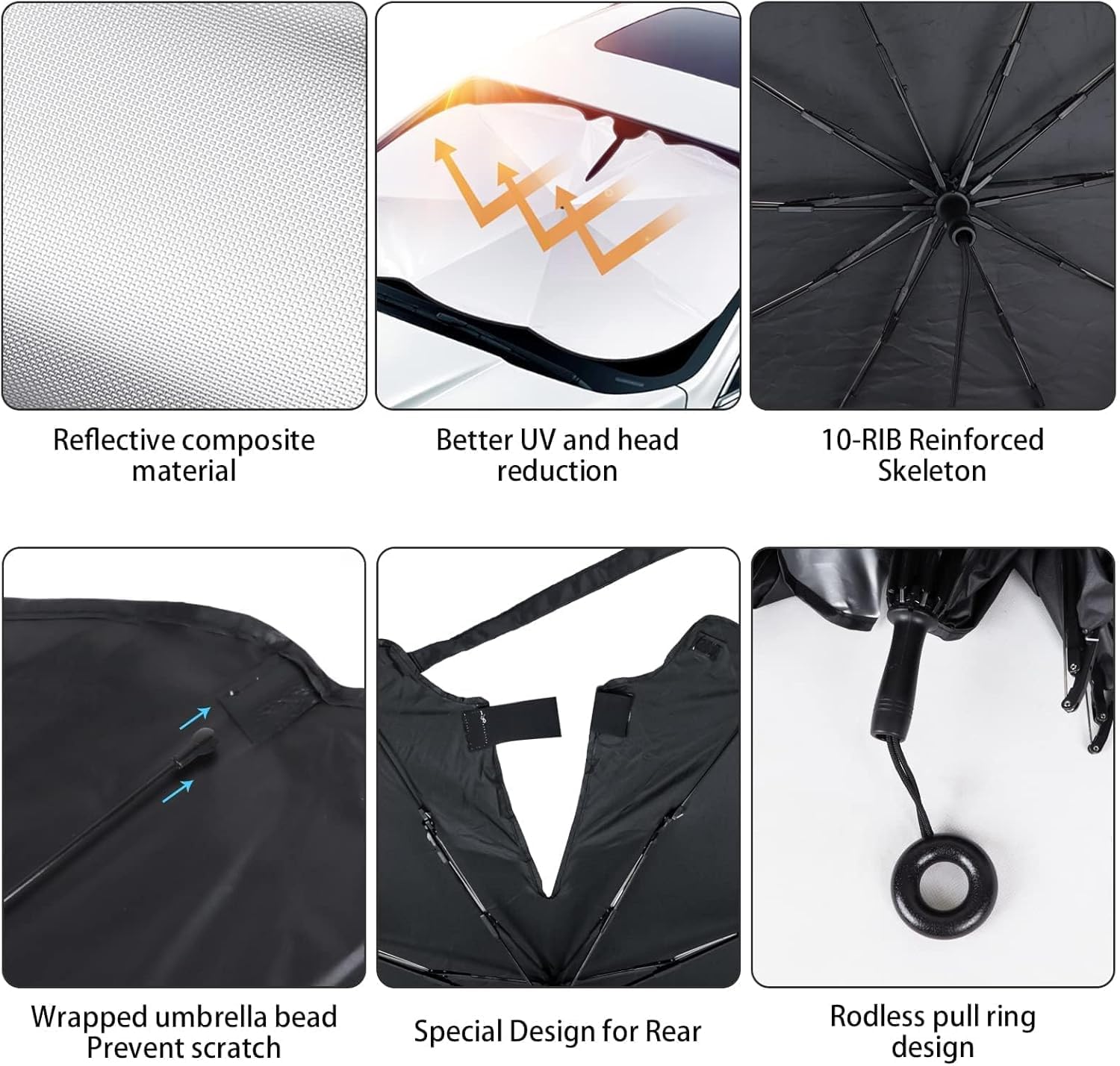 Parasol Coche Delantero Compatible para Volkswagen VW T-Cross 2019-2022, Parasol Paraguas Coche Protección UV Plegable Tapa Sol Carro,S-29 * 51in