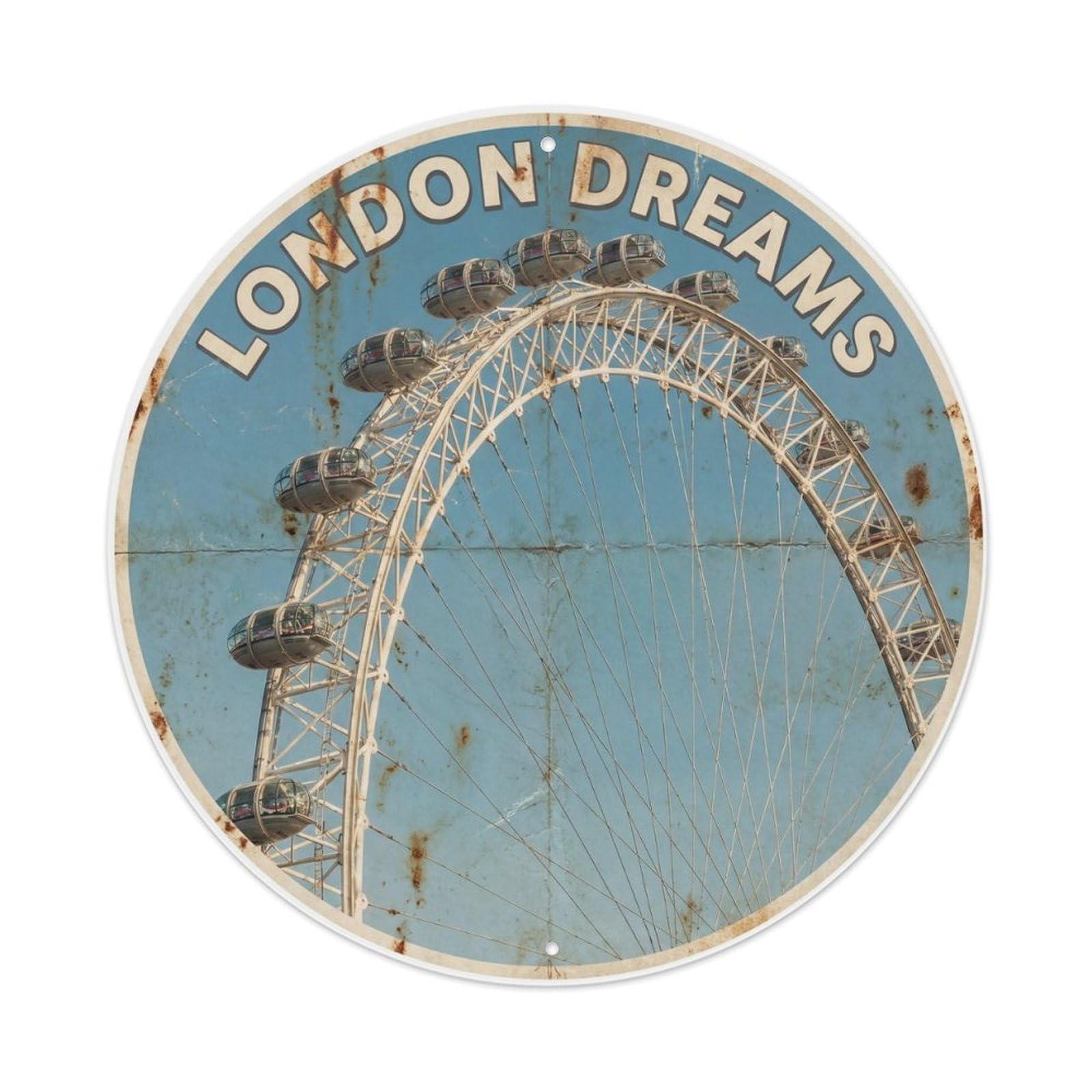 Fqcyn Style Vintage Travel London Eye Wheel Metal Tin Sign