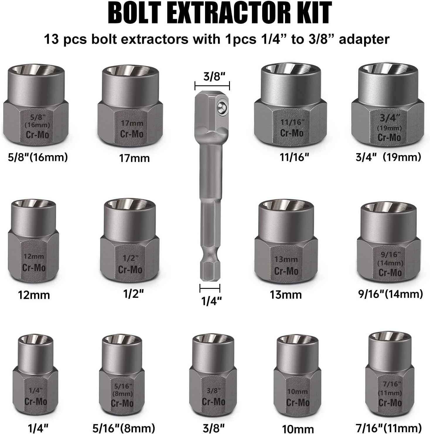 Valkynos 26 Pcs Bolt Extractor Kit and Left Hand Drill Bit Reverse Drill Bit Extractor Set, Easy Out Screw Remover Set Tool for Damaged, Rusted, Broken, Stripped Bolts Screw Nuts, with Hex Adapter