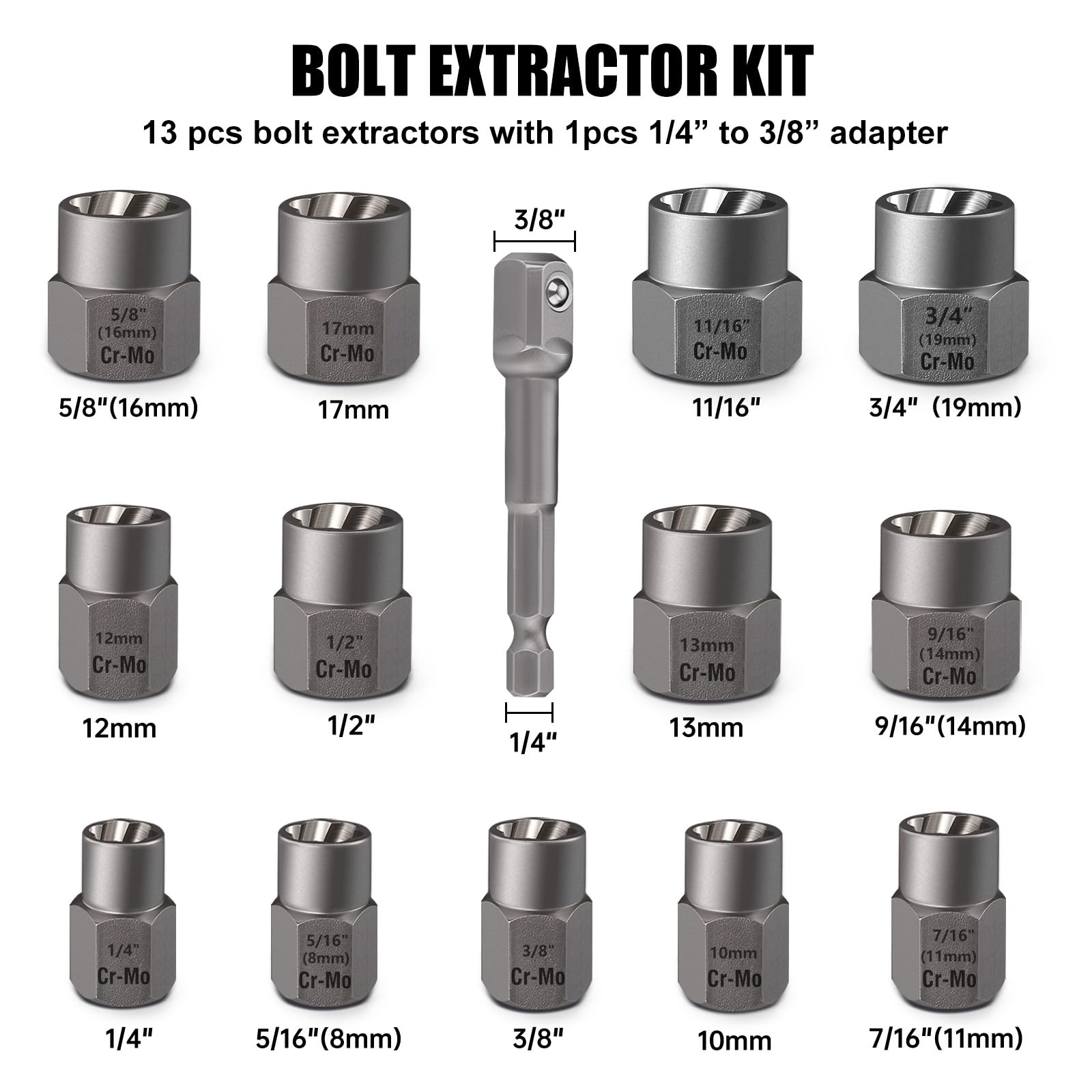 Valkynos Schraubenausdreher-Set und Linkshänder-Bohrer-Set mit Sechskant-Adapter, einfach zu entfernender Schraubenentferner, Werkzeug für beschädigte, verrostete, gebrochene Schraubenmuttern, Bolzen,